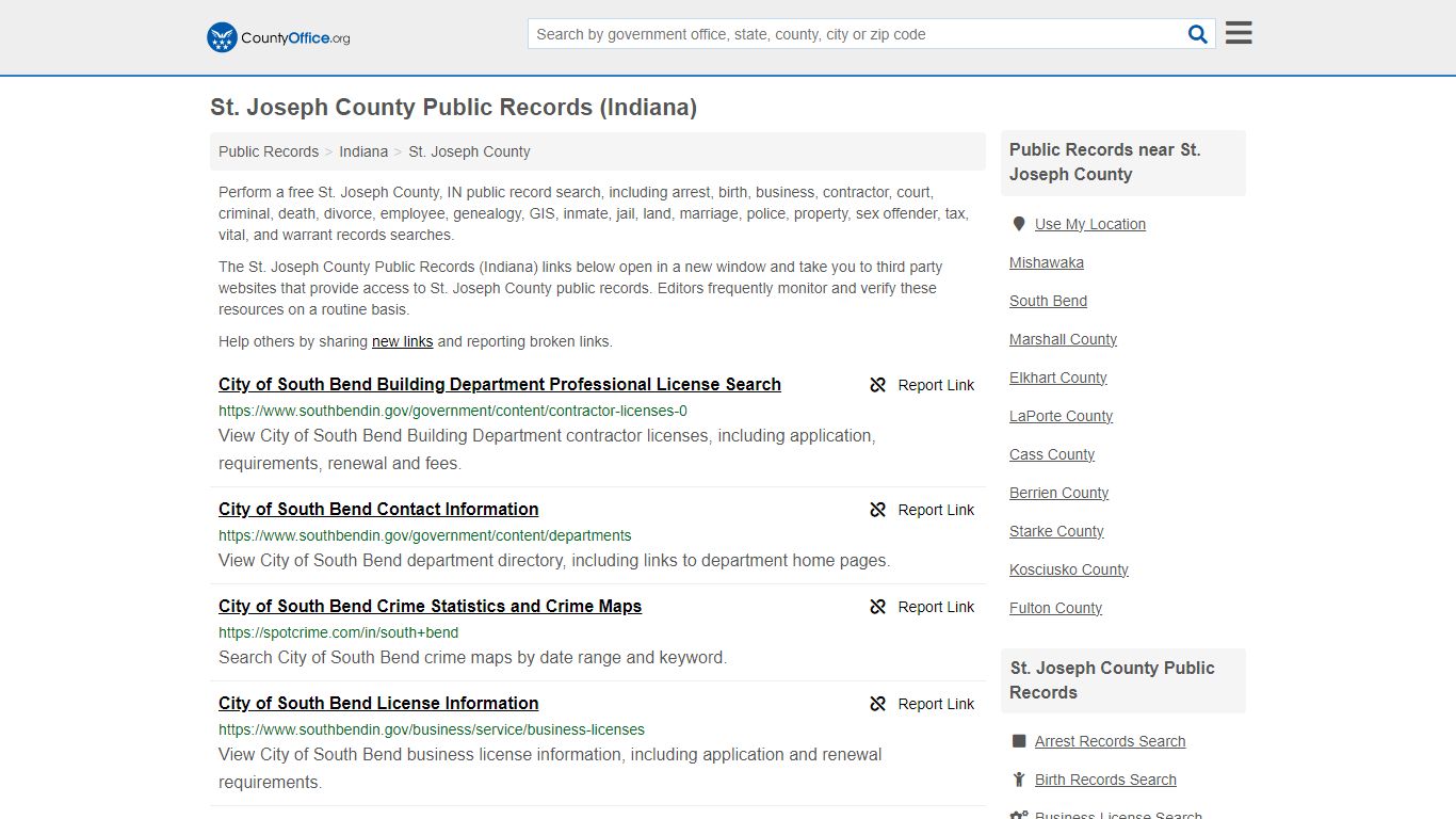 St. Joseph County Public Records (Indiana) - County Office